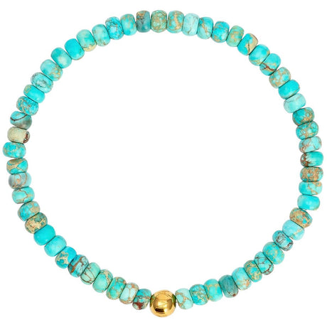Perlenarmband von Komimar in Türkis mit goldener Edelstahl Perle
