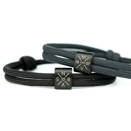 Segeltau Armband mit Gravur, Familien Armband mit Initialen personalisiert 