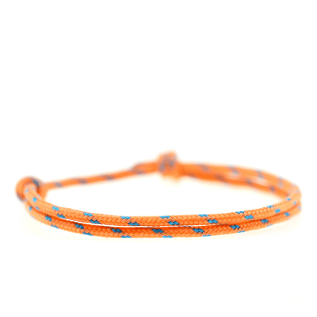 Segeltau Armband im Surfer Style in der Farbe orange mit Türkisen Querstreifen von Komimar