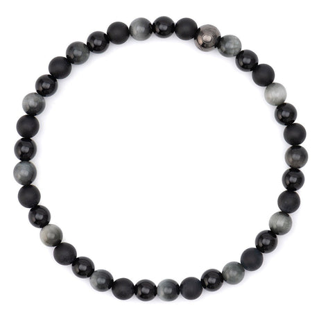 Perlenarmband schwarz, Perlenarmband Komimar, 6 mm Perlen Armband, 